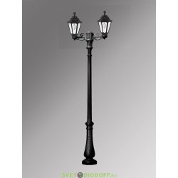 Столб фонарный уличный Fumagalli Nebo BISSO/RUT 2L черный, матовый 3,0м 2xE27 LED-FIL с лампой 800Lm, 2700К
