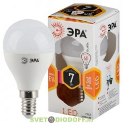 Лампа светодиодная  ЭРА LED smd P45-7w-860-E14 6000К