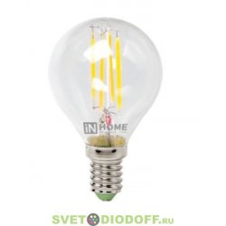 Лампа светодиодная LED-ШАР-deco 7Вт 230В Е14 3000К 630Лм прозрачная IN HOME