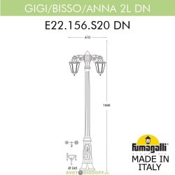 Столб фонарный садовый уличный Fumagalli Gigi Bisso/Anna прозрачный 2,09м
