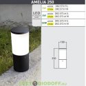 Светильник светодиодный тротуарный 6Вт, Fumagalli AMELIA 250, чёрный, опал, 1xE27 LED-FIL с лампой 800Lm, 4000К