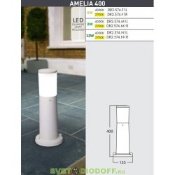 Светильник светодиодный тротуарный 6Вт, Fumagalli AMELIA 400, серый, опал, 1xE27 LED-FIL с лампой 800Lm, 4000К