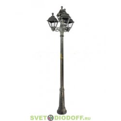 Уличный фонарь столб Fumagalli Ricu Bisso/Cefa 3+1 черный/прозрачный 2,55м 4xE27 LED-FIL с лампами 800Lm, 2700К