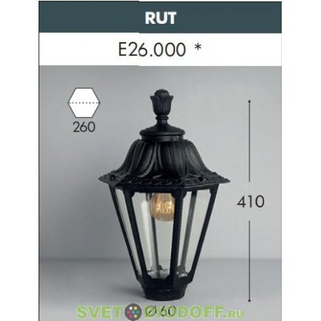 Венчающий светильник на столб RUT черный/прозрачный 1xE27 LED-FIL с лампой 800Lm, 2700К