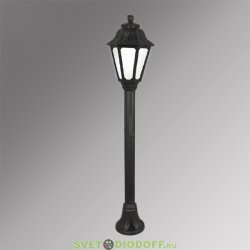 Столб фонарный уличный Fumagalli Mizar/Anna черный, матовый 1,1м 1xE27 LED-FIL с лампой 800Lm, 2700К