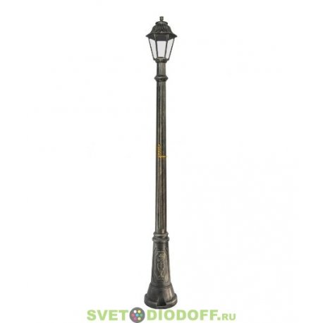 Столб фонарный уличный Fumagalli GIGI/ANNA античная бронза, прозрачный, 2,03м.п. 1xE27 LED-FIL с лампой 800Lm, 4000К