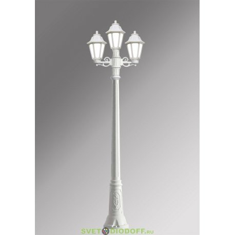 Столб фонарный уличный Fumagalli Gigi Bisso/Anna 2+1 молочный 2,3м 3xE27 LED-FIL с лампами 800Lm, 2700К