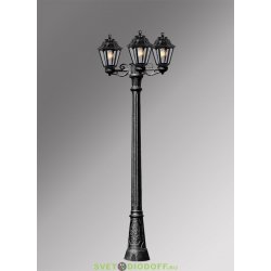 Столб фонарный уличный Fumagalli Gigi Bisso/Anna 3L черный, прозрачный 2,09м 3xE27 LED-FIL с лампами 800Lm, 2700К