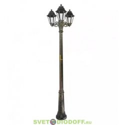 Столб фонарный уличный Fumagalli Gigi Bisso/Anna 3L черненная бронза, прозрачный 2,09м 3xE27 LED-FIL с лампами 800Lm, 2700К