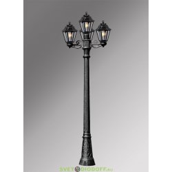 Столб фонарный уличный Fumagalli Gigi Bisso/Anna 3+1 черный, прозрачный 2,3м 4xE27 LED-FIL с лампами 800Lm, 4000К