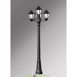 Столб фонарный уличный Fumagalli Gigi Bisso/Anna 3+1 черный, матовый 2,3м 4xE27 LED-FIL с лампами 800Lm, 2700К