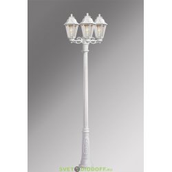 Столб фонарный уличный Fumagalli Ricu Bisso/Anna 3L белый/прозрачный 2,38м 3xE27 LED-FIL с лампами 800Lm, 2700К