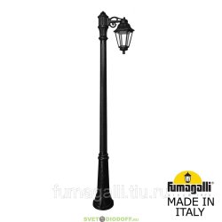 Столб фонарный уличный Fumagalli Ricu Bisso/Anna DN черный/прозрачный 2,13м 1xE27 LED-FIL с лампами 800Lm, 2700К