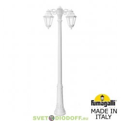 Столб фонарный садовый уличный Fumagalli Artu Bisso/Anna 2L DN белый, прозрачный 1,63м 2xE27 LED-FIL с лампами 800Lm, 4000К