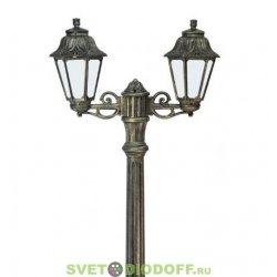 Столб фонарный уличный Fumagalli Artu Bisso/Anna 2L античная бронза, прозрачный 1,85м 2xE27 LED-FIL с лампами 800Lm, 4000К