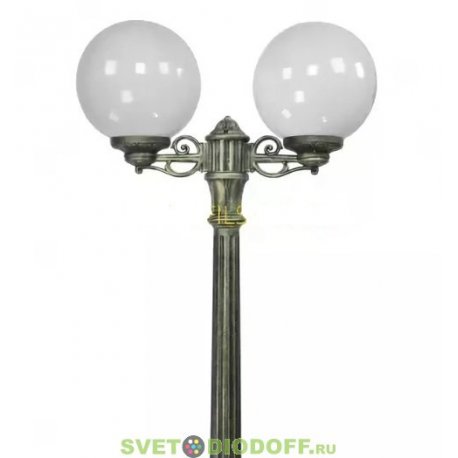 Столб фонарный уличный Fumagalli ARTU BISSO/GLOBE 250 2L черный, шар молочный 1,75м