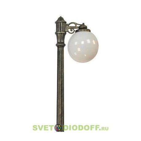 Столб фонарный уличный Fumagalli Aloe R BISSO/Globe 250 1L DN античная бронза, шар молочный 1,2м