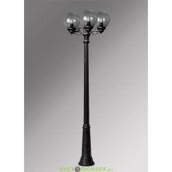 Столб фонарный уличный Fumagalli Ricu Bisso/GLOBE 300 3L черный, шар дымчатый 2,40м