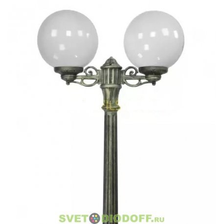 Столб фонарный уличный Fumagalli ARTU BISSO/GLOBE 300 2L черный, шар молочный 1,75м