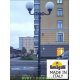 Уличный фонарь столб HOREB ADAM/GLOBE 400 3+1L черный/молочный рассеиватель 4.24м