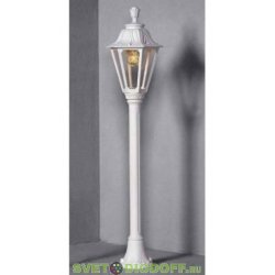 Столб фонарный уличный Fumagalli Mizar/Rut белый, прозрачный 1,15м 1xE27 LED-FIL с лампой 800Lm, 2700К