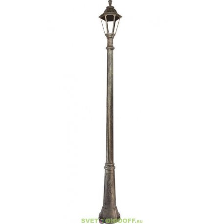 Столб фонарный садовый уличный Fumagalli Ricu/Rut черный, матовый 2,45м 1xE27 LED-FIL с лампой 800Lm, 2700К