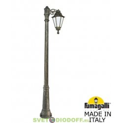 Столб фонарный уличный Fumagalli Ricu Bisso/Rut античная бронза, прозрачный 2,1м 1xE27 LED-FIL с лампой 800Lm, 2700К