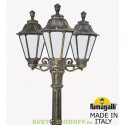 Столб фонарный уличный Fumagalli Ricu Bisso/Rut 3L античная бронза, молочный 2,5м 3xE27 LED-FIL с лампами 800Lm, 2700К