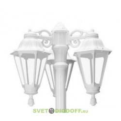 Столб фонарный уличный Fumagalli Ricu Bisso/Rut 3L белый, матовый 2,5м 3xE27 LED-FIL с лампами 800Lm, 2700К