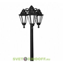 Столб фонарный уличный Fumagalli Ricu Bisso/Rut 3L черный, матовый 2,5м 3xE27 LED-FIL с лампами 800Lm, 2700К