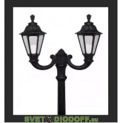 Столб фонарный уличный Fumagalli Ricu Ofir/Rut 2L черный, прозрачный 2,5м 2xE27 LED-FIL с лампами 800Lm, 2700К