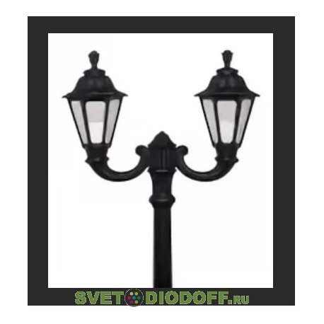 Столб фонарный уличный Fumagalli Ricu Ofir/Rut 2L черный, прозрачный 2,5м 2xE27 LED-FIL с лампами 800Lm, 2700К
