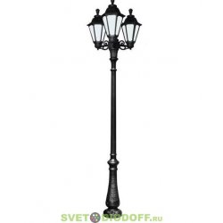 Уличный фонарный столб Fumagalli Nebo Bisso/RUT 3L черный, молочный 3,0м 3xE27 LED-FIL с лампой 800Lm, 2700К