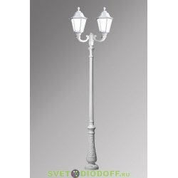 Столб фонарный уличный Fumagalli Nebo Ofir/RUT 2L белый, молочный 3,0м 2xE27 LED-FIL с лампами 800Lm, 2700К
