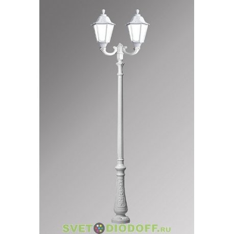 Столб фонарный уличный Fumagalli Nebo Ofir/RUT 2L черный/прозрачный 3,0м 2xE27 LED-FIL с лампами 800Lm, 2700К