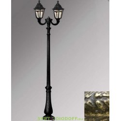 Столб фонарный уличный Fumagalli Nebo Ofir/RUT 2L античная бронза, прозрачный 3,0м 2xE27 LED-FIL с лампами 800Lm, 2700К