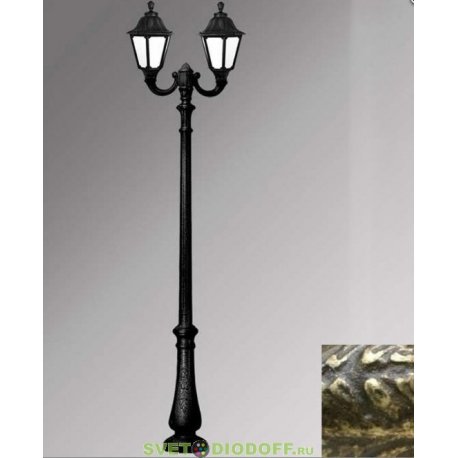 Столб фонарный уличный Fumagalli Nebo Ofir/RUT 2L черный/молочный 3,0м 2xE27 LED-FIL с лампами 800Lm, 2700К