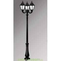 Столб фонарный уличный Fumagalli Nebo Ofir/RUT 3L черный, прозрачный 3,0м 3xE27 LED-FIL с лампами 800Lm, 2700К
