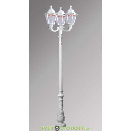 Столб фонарный уличный Fumagalli Nebo Ofir/RUT 3L белый, прозрачный 3,0м 3xE27 LED-FIL с лампами 800Lm, 2700К