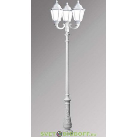 Столб фонарный уличный Fumagalli Nebo Ofir/RUT 3L белый, прозрачный 3,0м 3xE27 LED-FIL с лампами 800Lm, 2700К