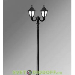 Столб фонарный уличный Fumagalli Tabor Ofir/RUT 2L черный, прозрачный 3,45м 2xE27 LED-FIL с лампами 800Lm, 2700К