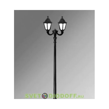 Столб фонарный уличный Fumagalli Tabor Ofir/RUT 2L черный, прозрачный 3,45м 2xE27 LED-FIL с лампами 800Lm, 2700К
