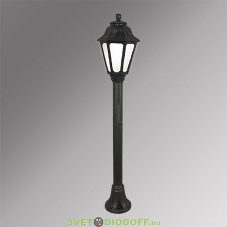 Столб фонарный уличный Fumagalli Mizarr/Anna черный, матовый 1,1м 1xE27 LED-FIL с лампой 800Lm, 4000К