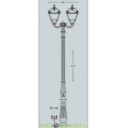 Столб фонарный уличный Fumagalli TABOR OFIR/SIMON 2L античная бронза/прозрачный 3.60м
