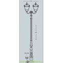 Столб фонарный уличный Fumagalli TABOR OFIR/SIMON 2L античная бронза/прозрачный 3.60м