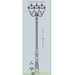Столб фонарный уличный Fumagalli TABOR OFIR/SIMON 3L черный/прозрачный 3.60м