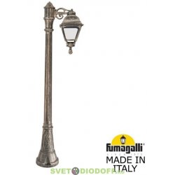 Уличный фонарь столб Fumagalli Artu Bisso/Cefa 1L античная бронза/прозрачный 1,60м 1xE27 LED-FIL с лампой 800Lm, 2700К