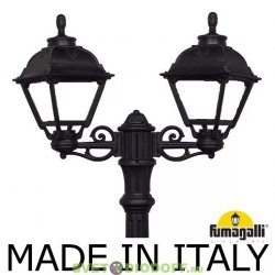 Уличный фонарь столб Fumagalli Artu Bisso/Cefa 2L черный/опал 1,95м 2xE27 LED-FIL с лампой 800Lm, 2700К
