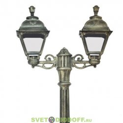 Уличный фонарь столб Fumagalli Artu Bisso/Cefa 2L античная бронза/прозрачный 1,95м 2xE27 LED-FIL с лампой 800Lm, 2700К