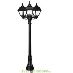 Уличный фонарь столб Fumagalli Artu Bisso/Cefa 3L черный/прозрачный 2.05м 3xE27 LED-FIL с лампой 800Lm, 2700К